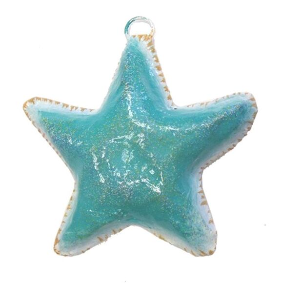 Coastal Starfish Paper Mache Ornaments Assorted Colors Set of 3 - Picture 3 of 7
